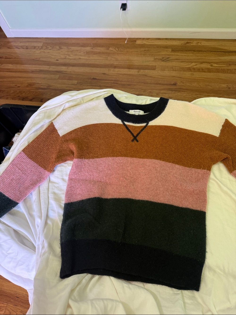 Madewell women’s Striped Crewneck Sweater in Pink, Rust, Black, Cream